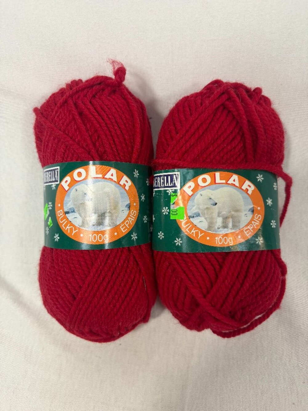 Bernat Berella Polar Yarn Bulky Red 2 Skeins 200g Total Vintage Wool Blend